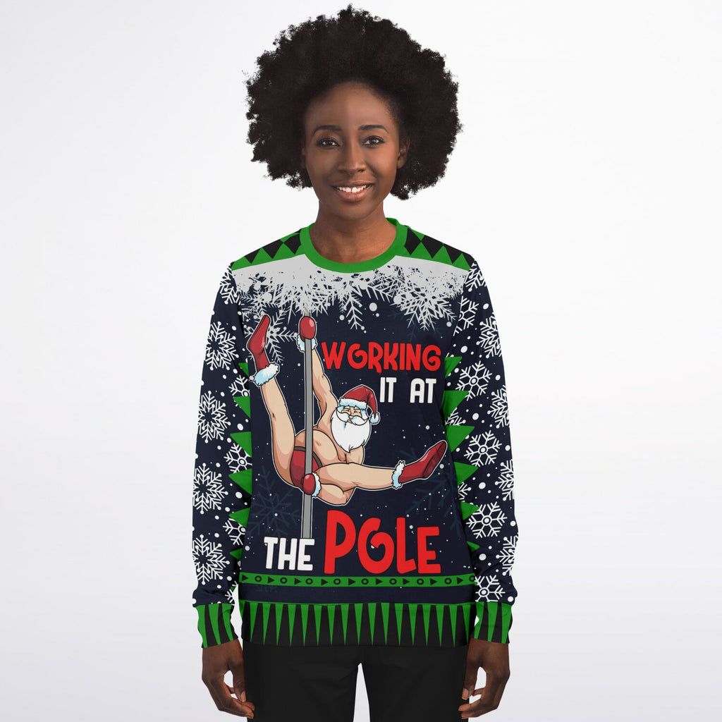 “Working It at the Pole” Funny Christmas Sweat