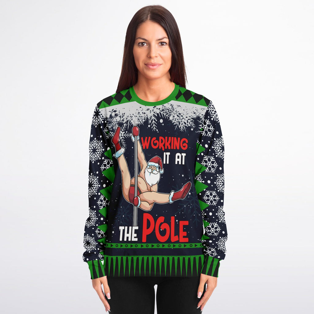 “Working It at the Pole” Funny Christmas Sweat
